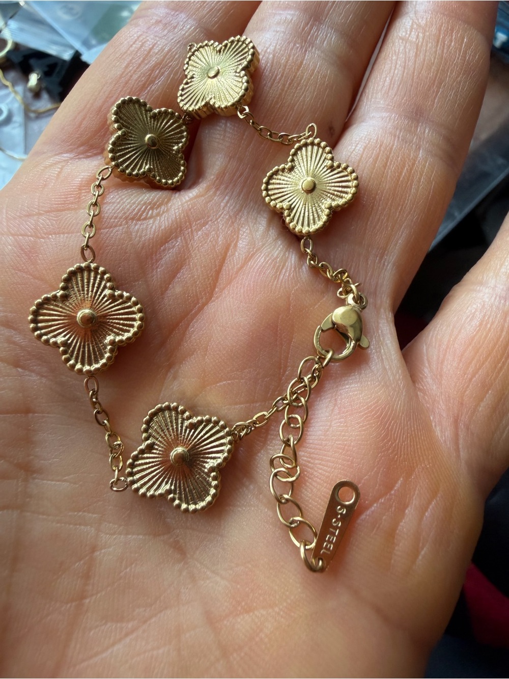 Gold Floral Link Bracelet adjustable